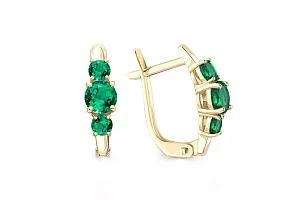 Серьги из жёлтого золота с 6 изумрудами