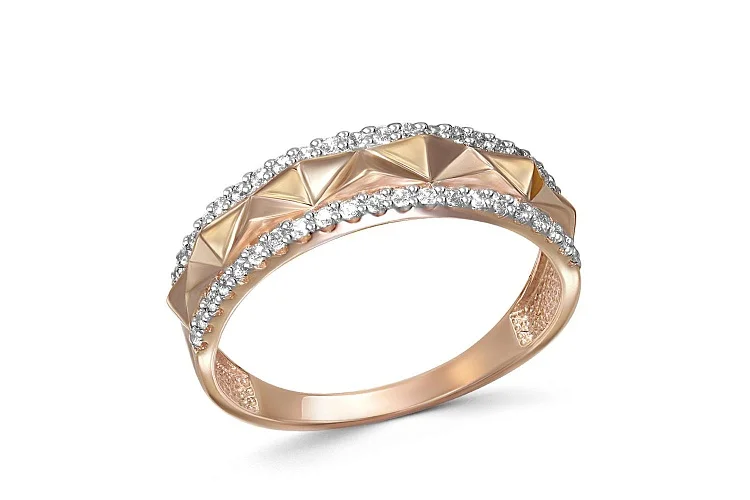 Кольцо дорожка из красного золота с 42 фианитами