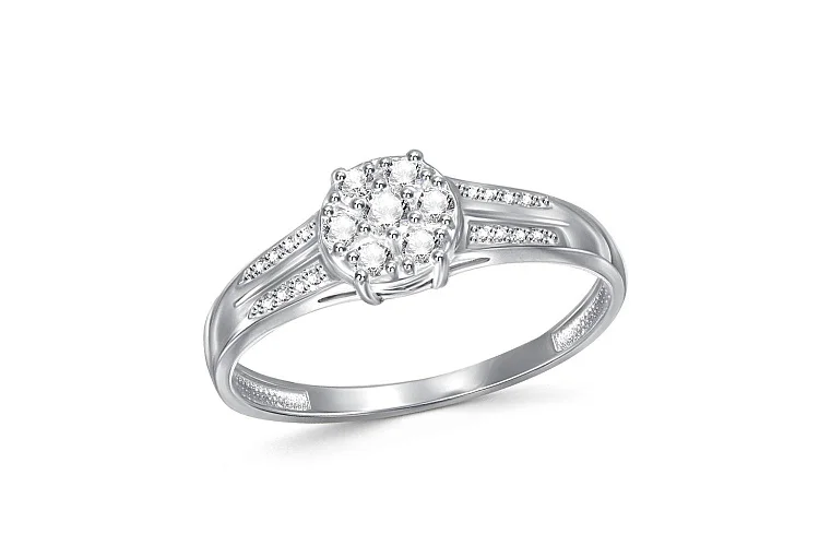 Кольцо из белого золота с 23 фианитами