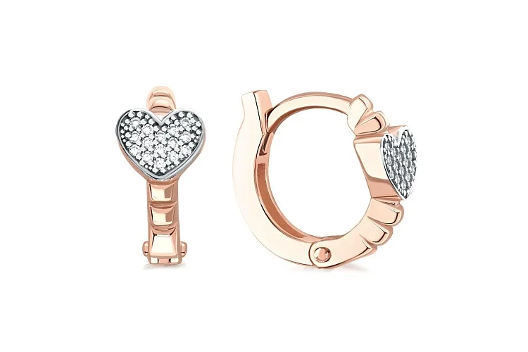 Серьги из красного золота с 30 фианитами