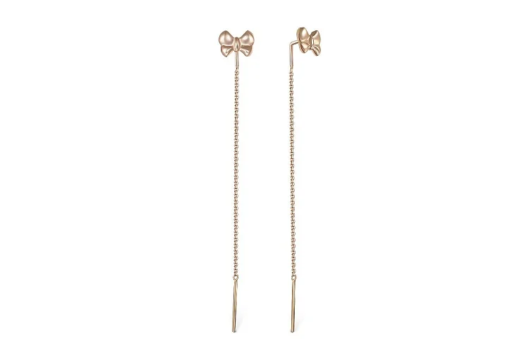Серьги-продёвки Бантики из красного золота без вставок
