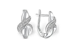 Серьги из белого золота с 34 фианитами