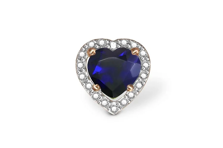 Подвеска Сердце из красного золота с корундом и 18 бриллиантами