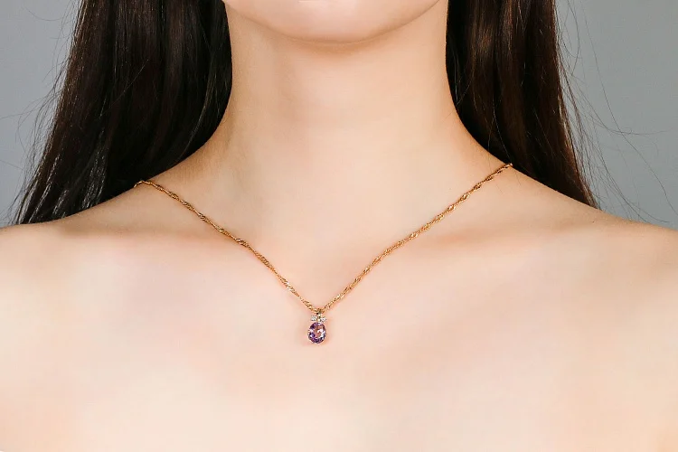 Подвеска Цветок из жёлтого золота с аметистом