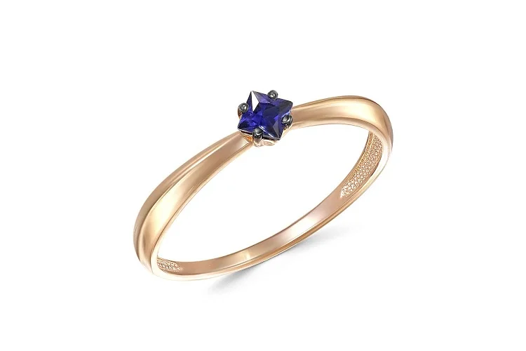 Кольцо из красного золота с сапфиром