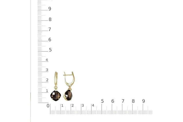 Серьги из жёлтого золота с 2 раухтопазами