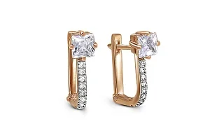 Серьги из красного золота с 18 фианитами