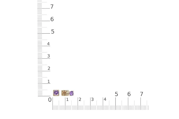 Серьги-пусеты из жёлтого золота с 2 аметистами