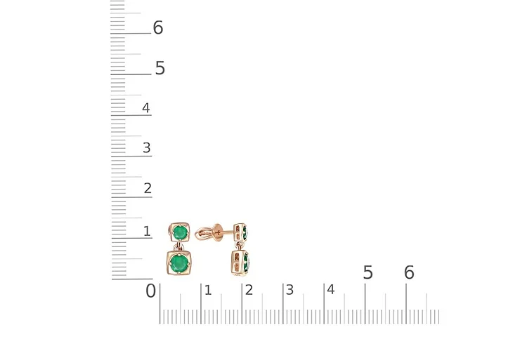 Серьги-пусеты Квадраты из красного золота с 4 агатами