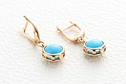 Серьги из красного золота с бирюзой