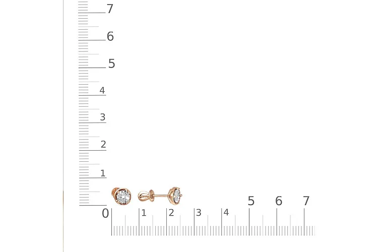 Серьги-пусеты из красного золота с 2 бриллиантами