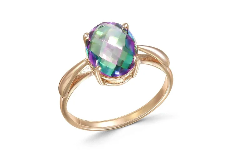 Кольцо из красного золота с кварцем