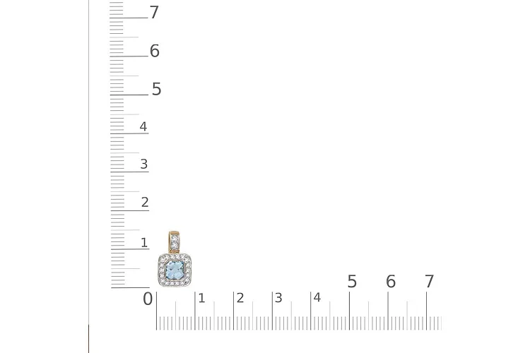 Подвеска из красного золота с топазом sky и 20 фианитами