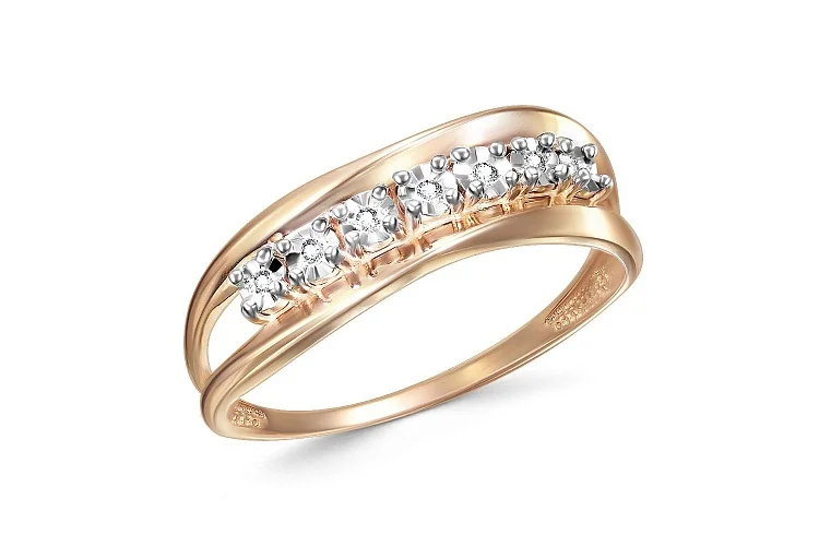 Кольцо Дорожка из красного золота с 7 бриллиантами