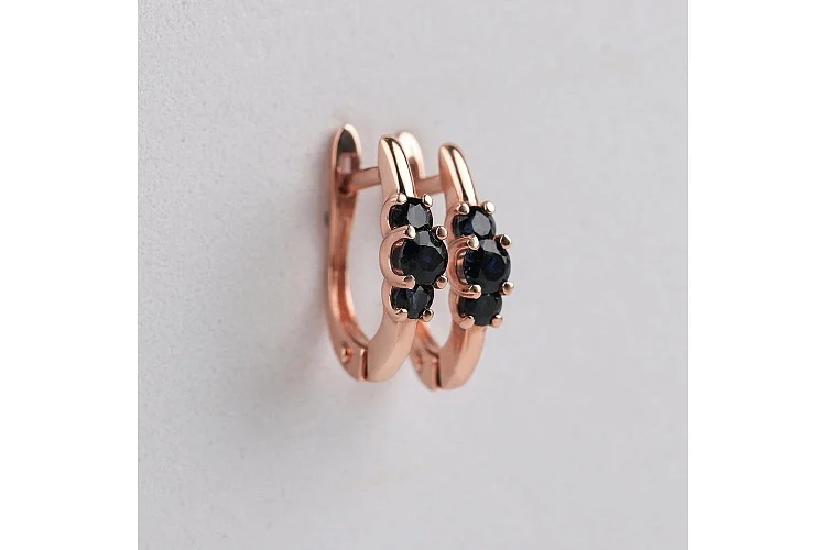 Серьги из красного золота с 6 сапфирами