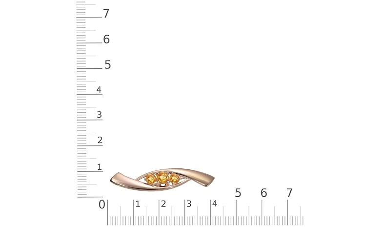 Брошь из красного золота с 3 цитринами