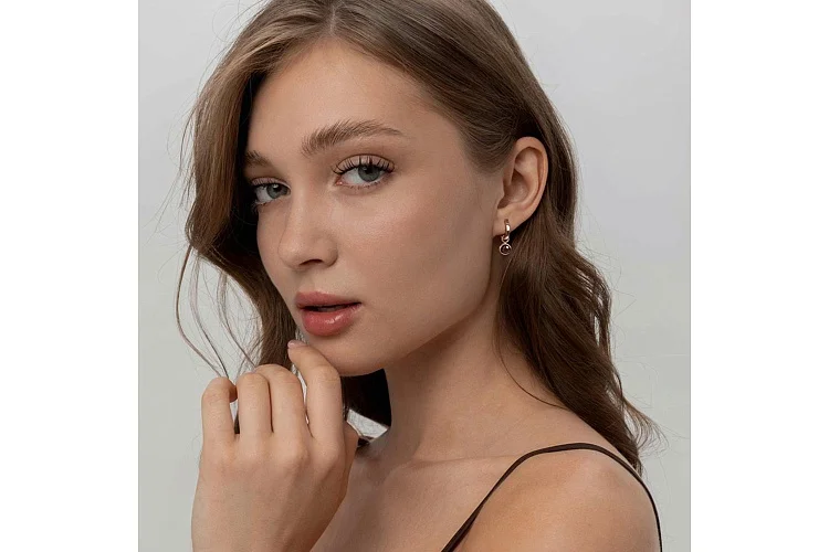 Подвеска серёг-трансформеров из красного золота с раухтопазом