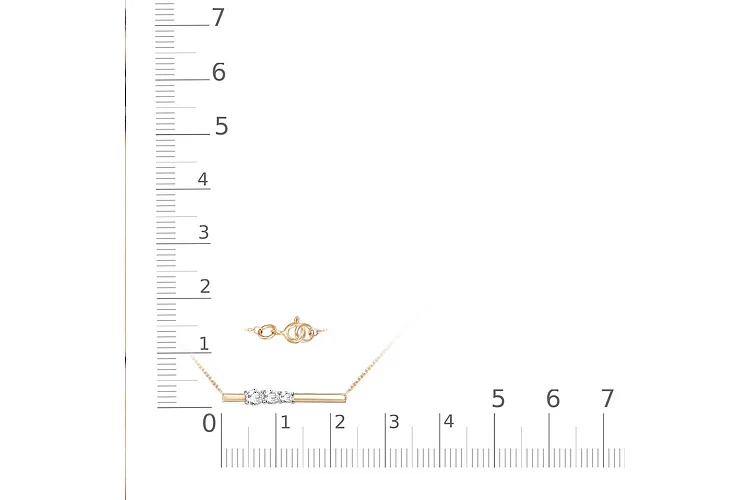 Колье из красного золота с 3 фианитами