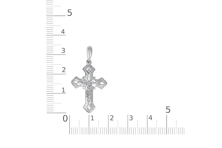 Крест из белого золота с фианитом