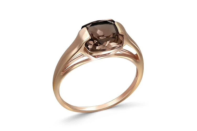 Кольцо из красного золота с раухтопазом