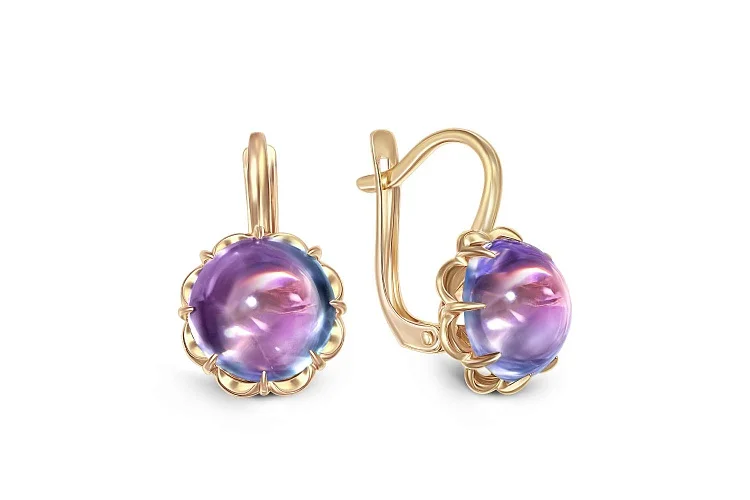 Серьги из жёлтого золота с 2 наноситалами