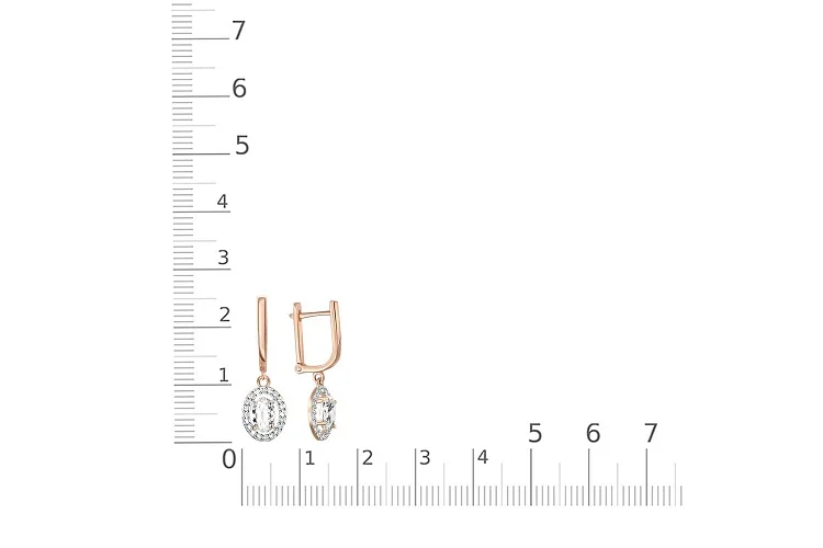 Серьги из красного золота с 42 фианитами