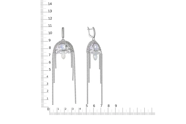 Бижутерные серьги Стразовые дорожки белый