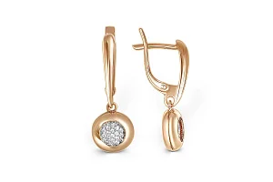 Серьги из красного золота с 52 фианитами