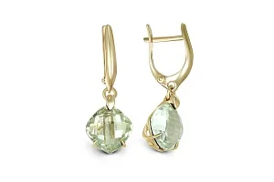 Серьги из жёлтого золота с 2 аметистами