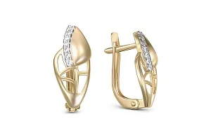 Серьги из жёлтого золота с 14 фианитами