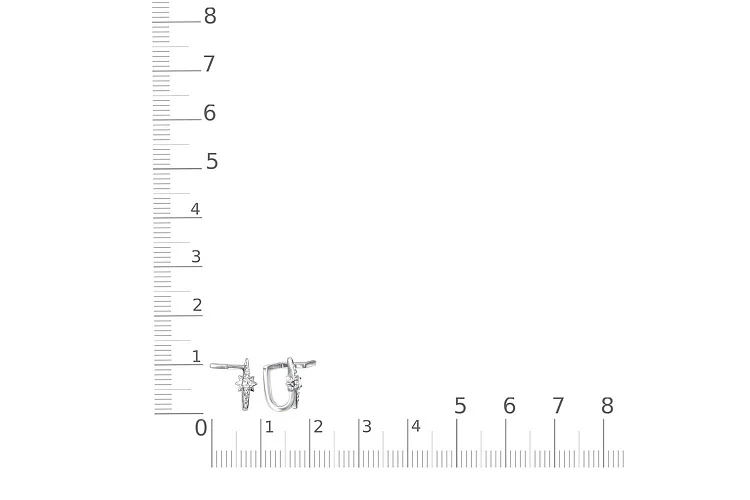 Серьги-пусеты Звезды из белого золота с 6 фианитами