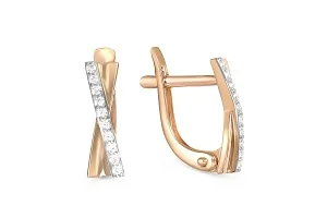 Серьги Дорожки из красного золота с 20 фианитами