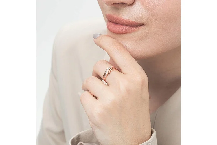 Кольцо дорожка из красного золота с 11 бриллиантами