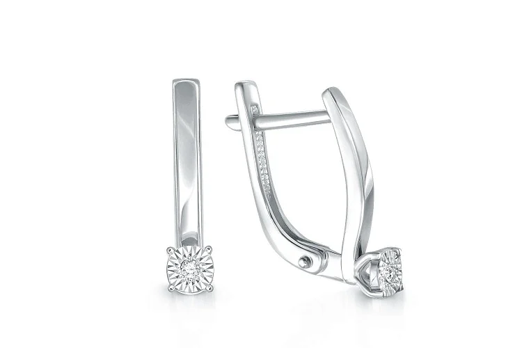 Серьги из белого золота с 2 бриллиантами