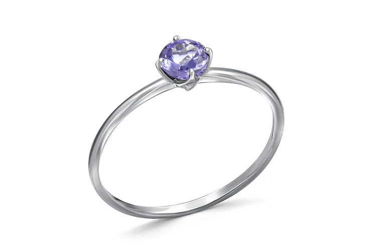 Кольцо из белого золота с танзанитом