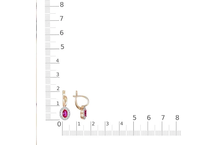 Серьги из красного золота с 2 рубинами и 32 бриллиантами