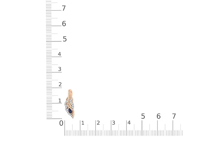 Подвеска Перо из красного золота с корундом и 18 фианитами