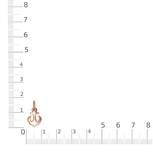 Подвеска Якорь из красного золота без вставок