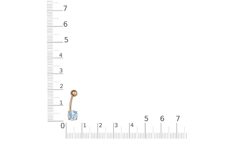 Пирсинг из красного золота с топазом sky