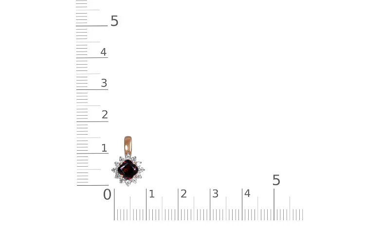 Подвеска из красного золота с гранатом и 12 фианитами