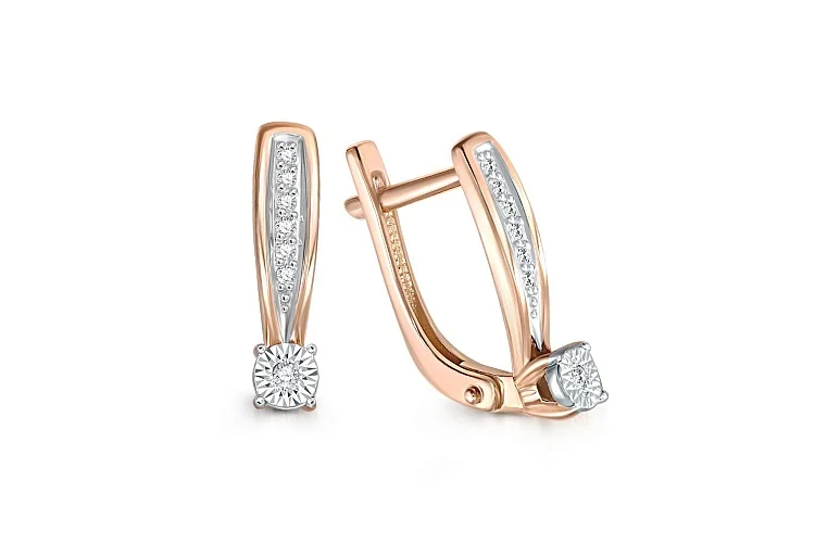 Серьги из красного золота с 14 бриллиантами