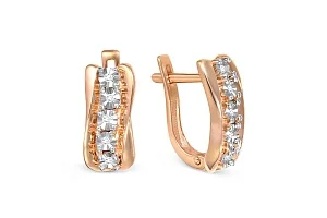 Серьги Дорожки из красного золота с 10 бриллиантами