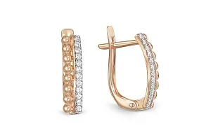 Серьги Дорожки из красного золота с 24 фианитами