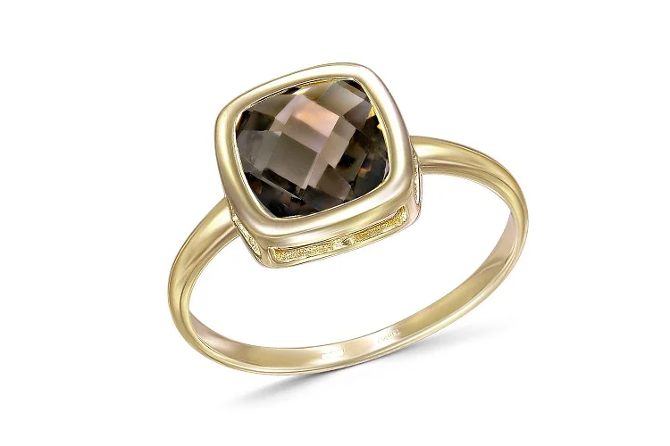 Кольцо из жёлтого золота с раухтопазом