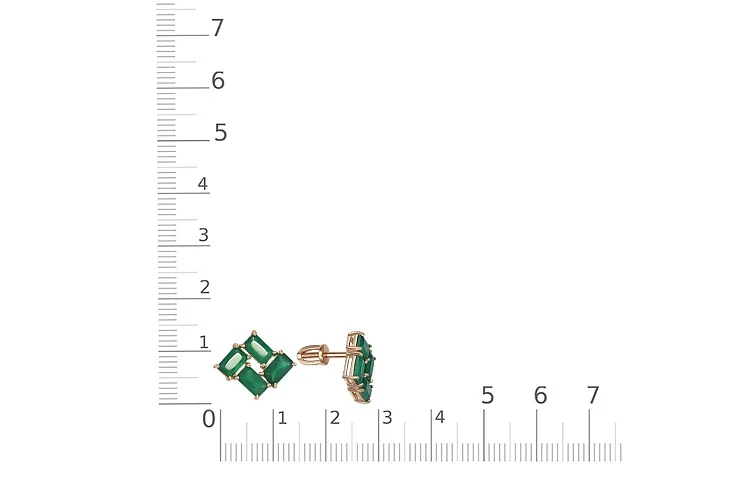 Серьги-пусеты из красного золота с 8 агатами
