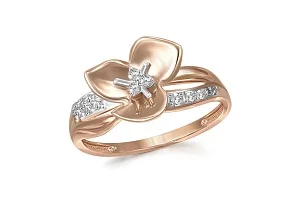 Кольцо Цветок из красного золота с 16 фианитами
