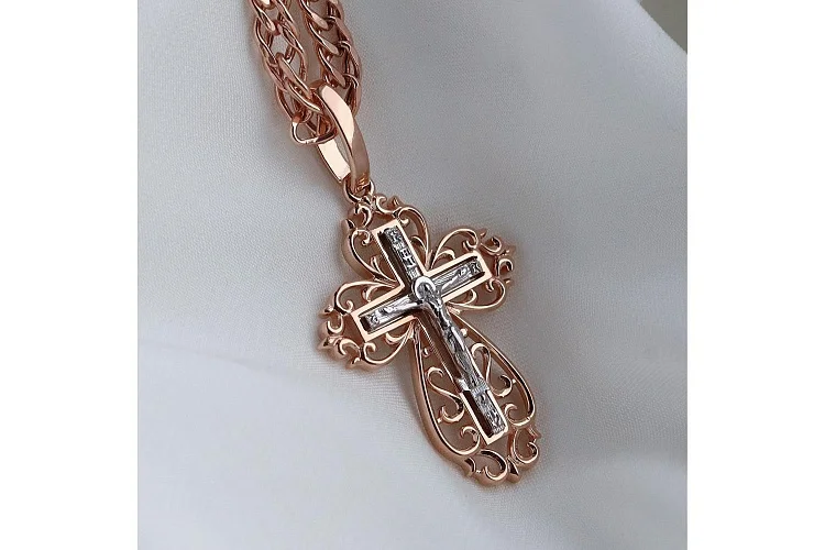 Крест из красного золота без вставок