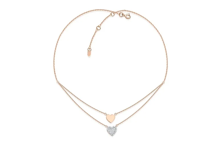 Колье Сердце из красного золота с 31 фианитами