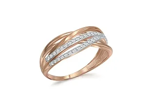 Кольцо из красного золота с 35 фианитами