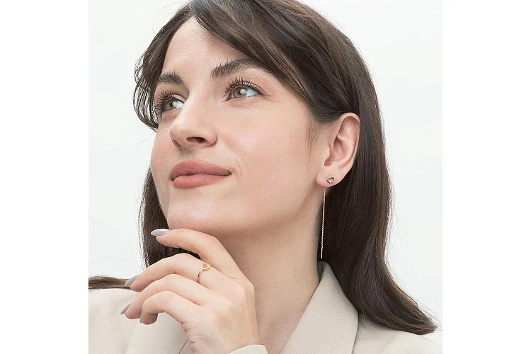 Кольцо Сердце из красного золота с фианитом